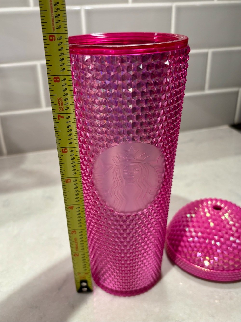 Starbucks 2023 Pink Iridescent Studded Tumbler 24oz Dome Lid Cold Cup 011167083 - Picture 6 of 7